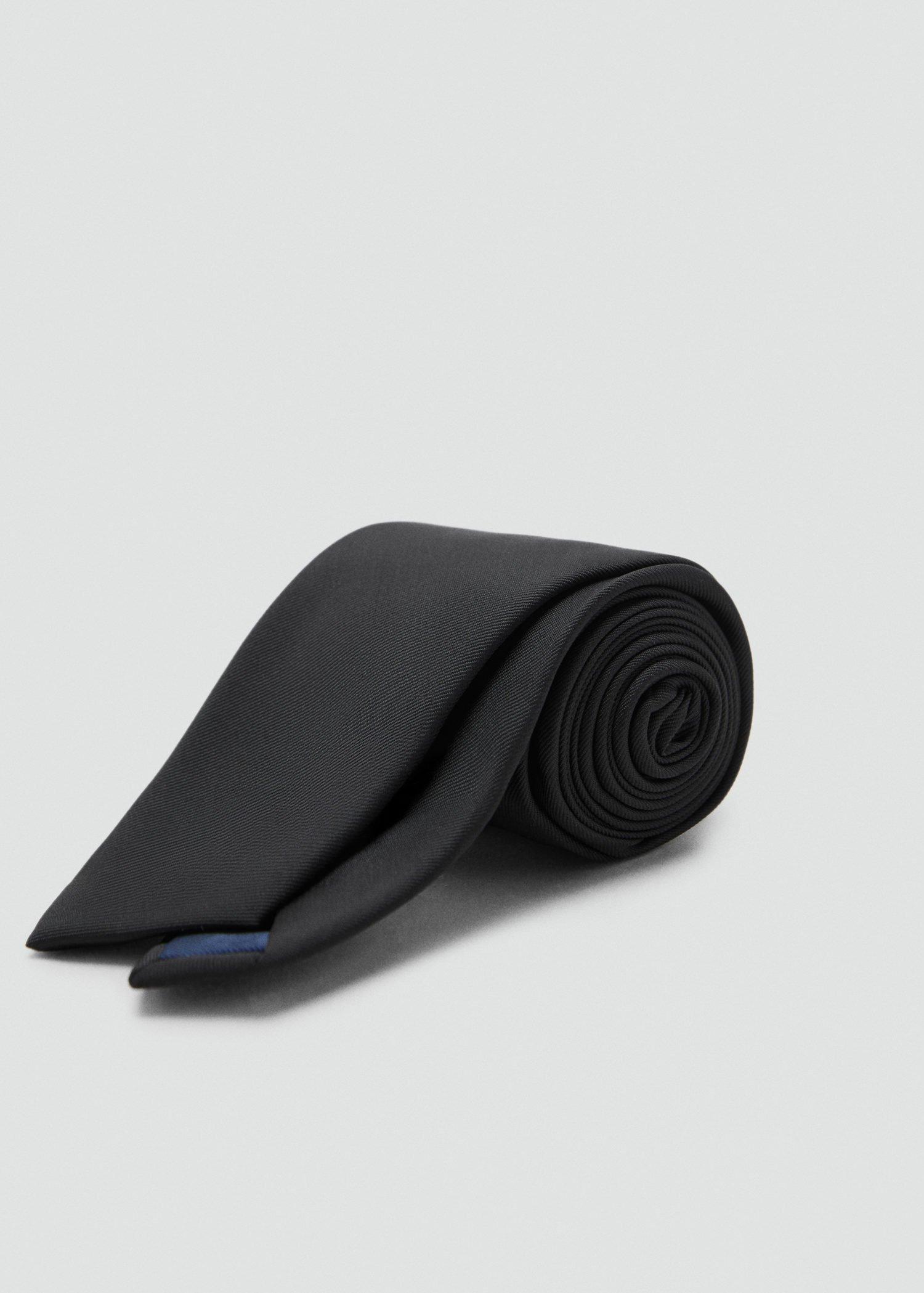 Black Smooth Micro-Structured Tie, Black, large image number 1