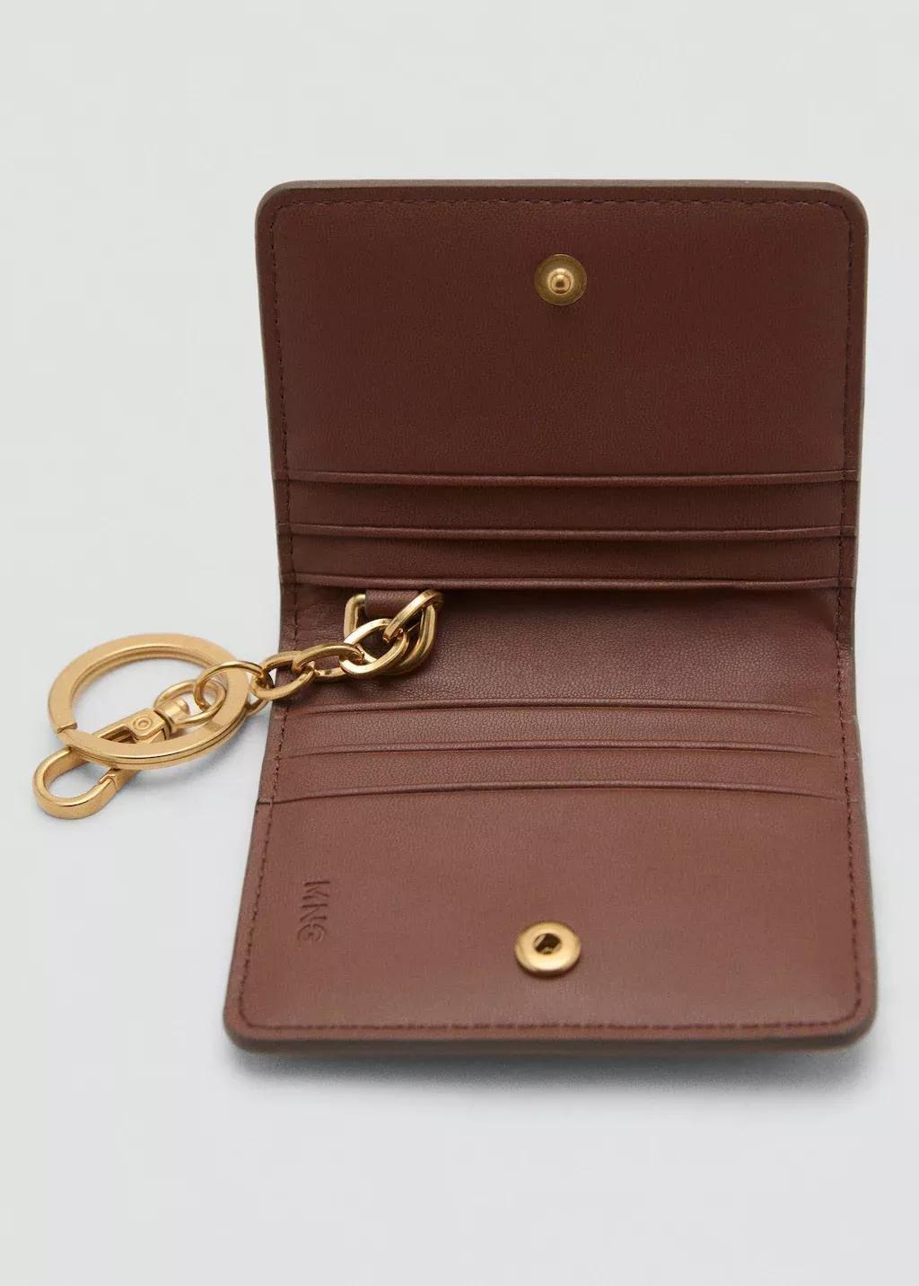 Brown Studded Wallet With Keychain Detail, 0201_CU, large image number 1