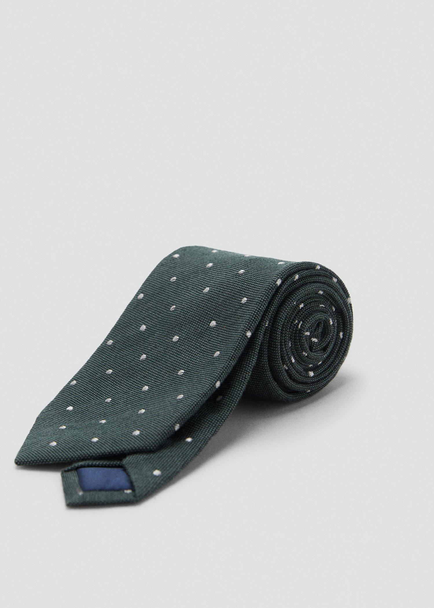 Beige - Khaki Polka-Dot Silk Tie, Beige - Khaki, large image number 0