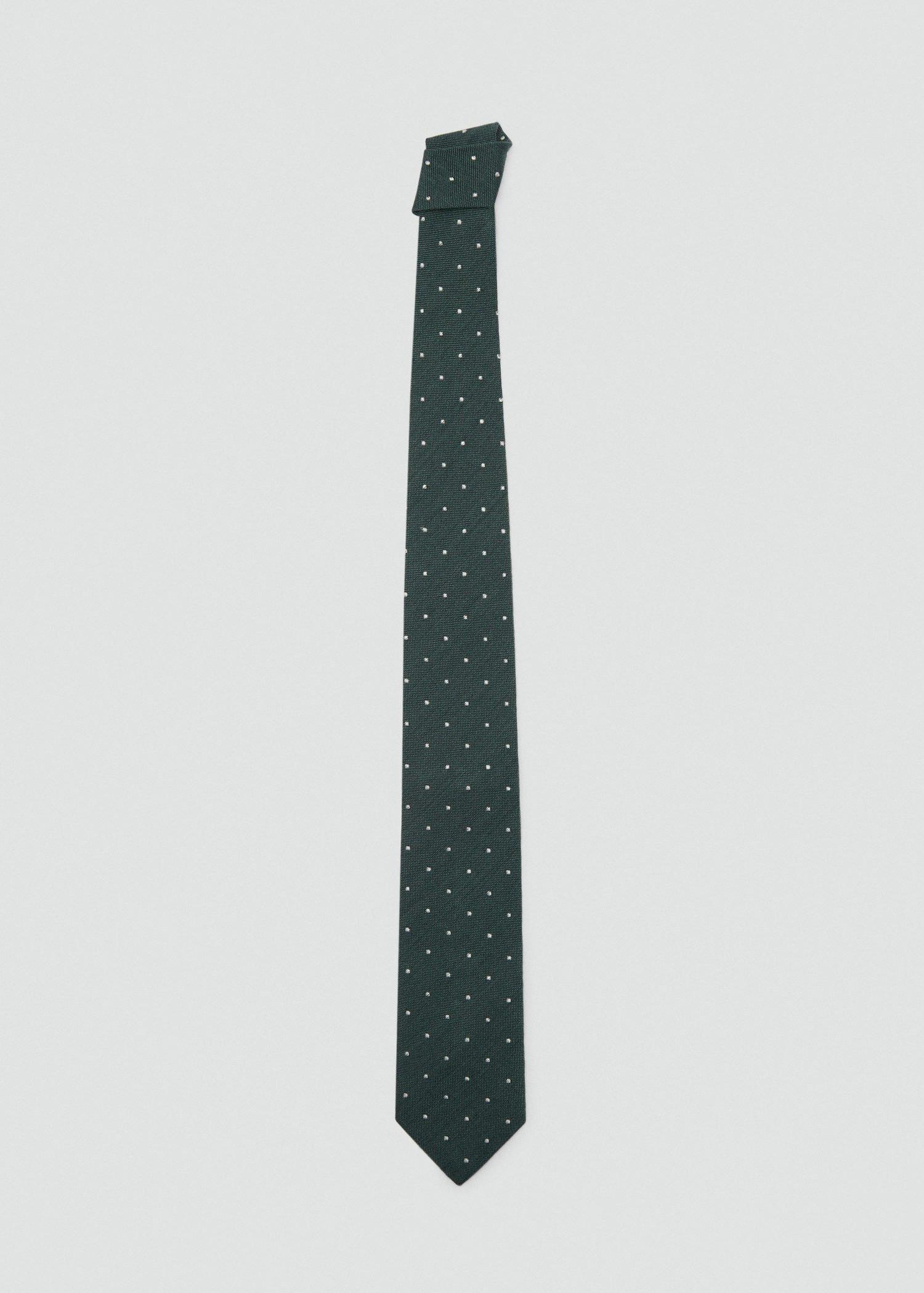 Beige - Khaki Polka-Dot Silk Tie, Beige - Khaki, large image number 1