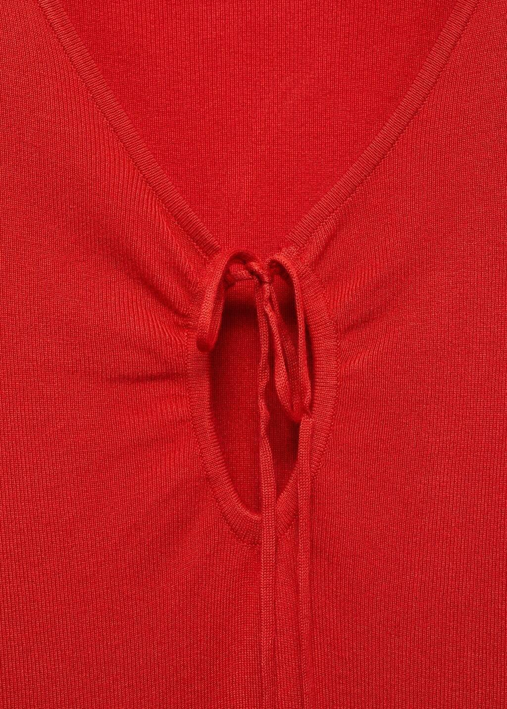 Red Knitted Dress With Bow Neckline, , large image number 2