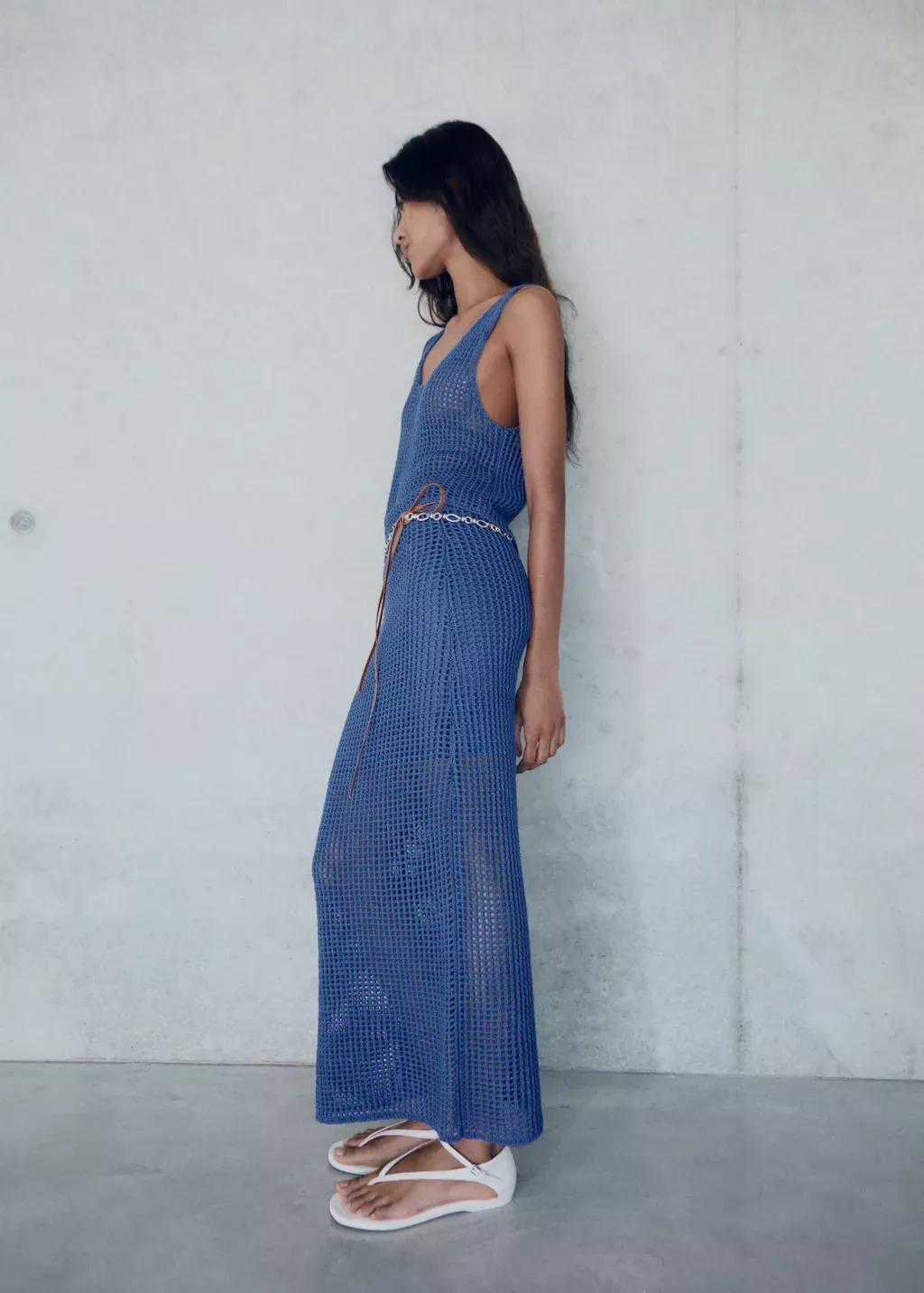 Blue Crochet Long Skirt, , large image number 1