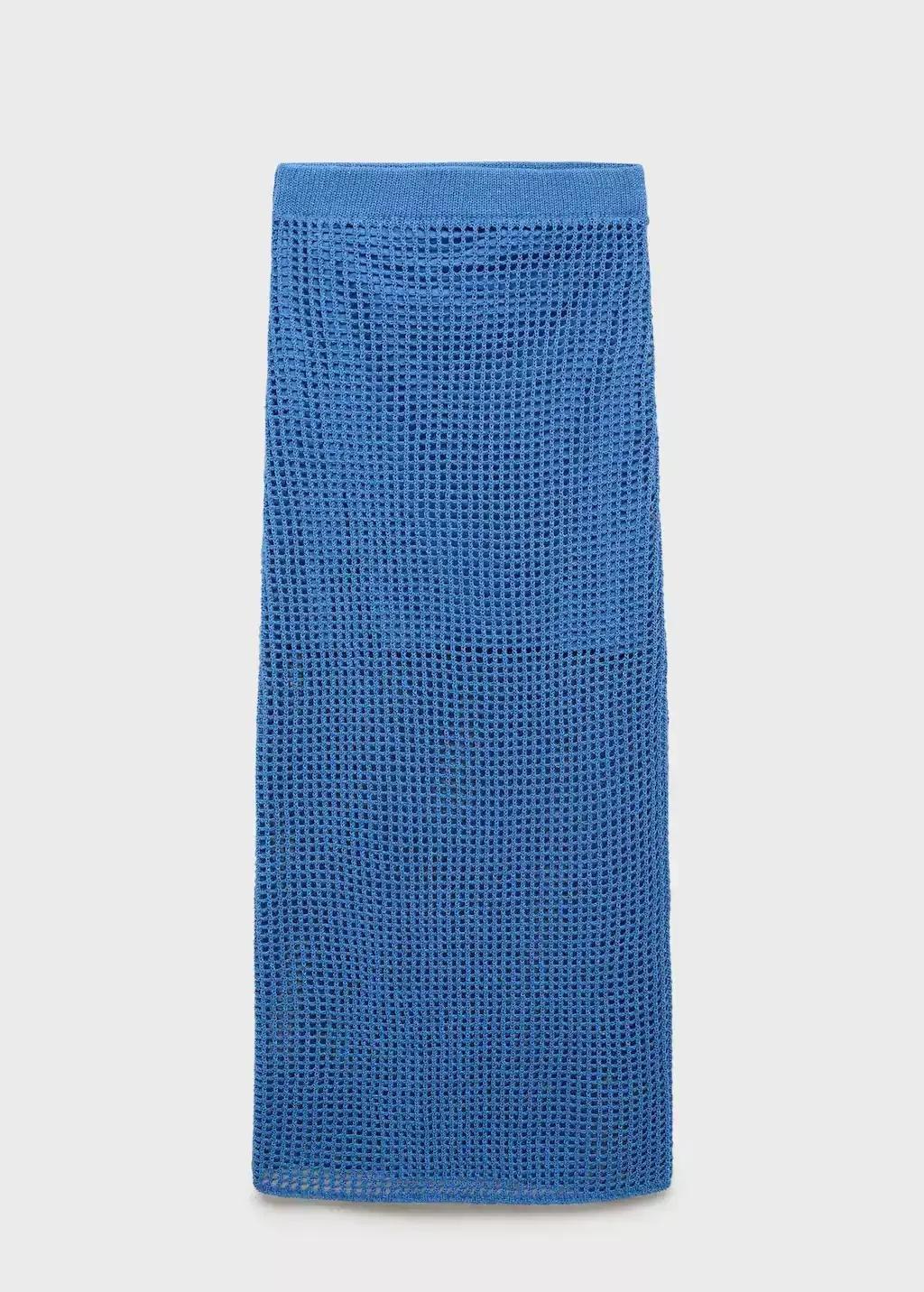 Blue Crochet Long Skirt, , large image number 3