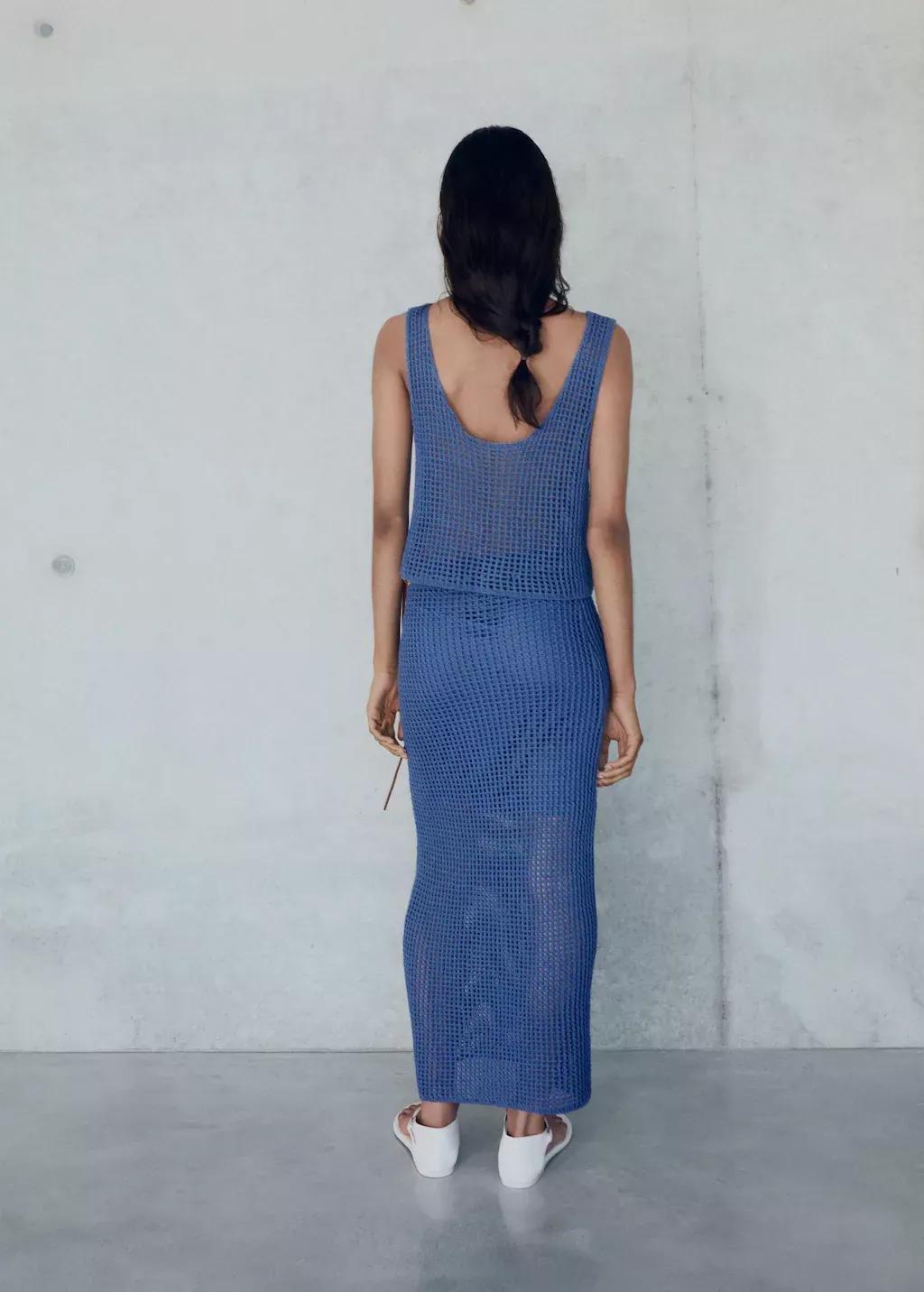 Blue Crochet Long Skirt, , large image number 4