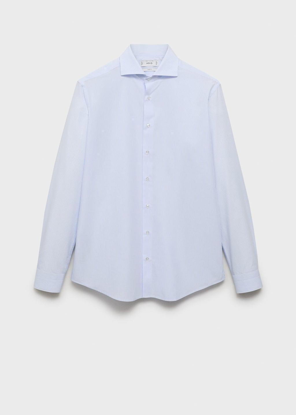 MEDIUM BLUE Slim fit thousand striped suit shirt, Medium Blue, large image number 0