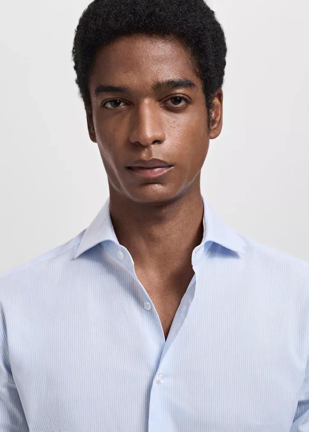 MEDIUM BLUE Slim fit thousand striped suit shirt, Medium Blue, large image number 2