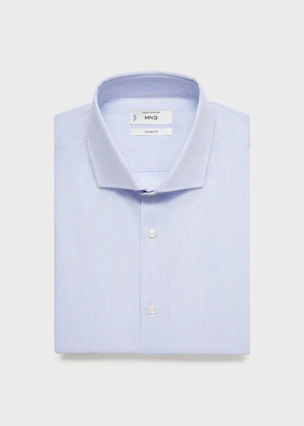 MEDIUM BLUE Slim fit thousand striped suit shirt, Medium Blue, large image number 5