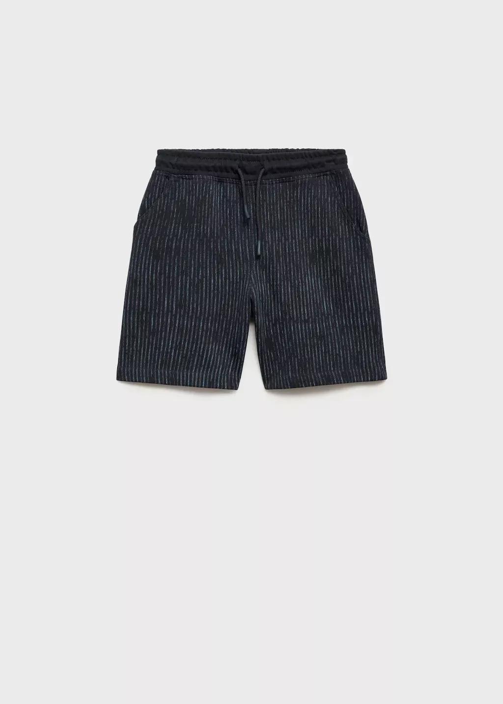 Navy Printed Cotton Bermuda Shorts, Kids Boys, , large image number 0