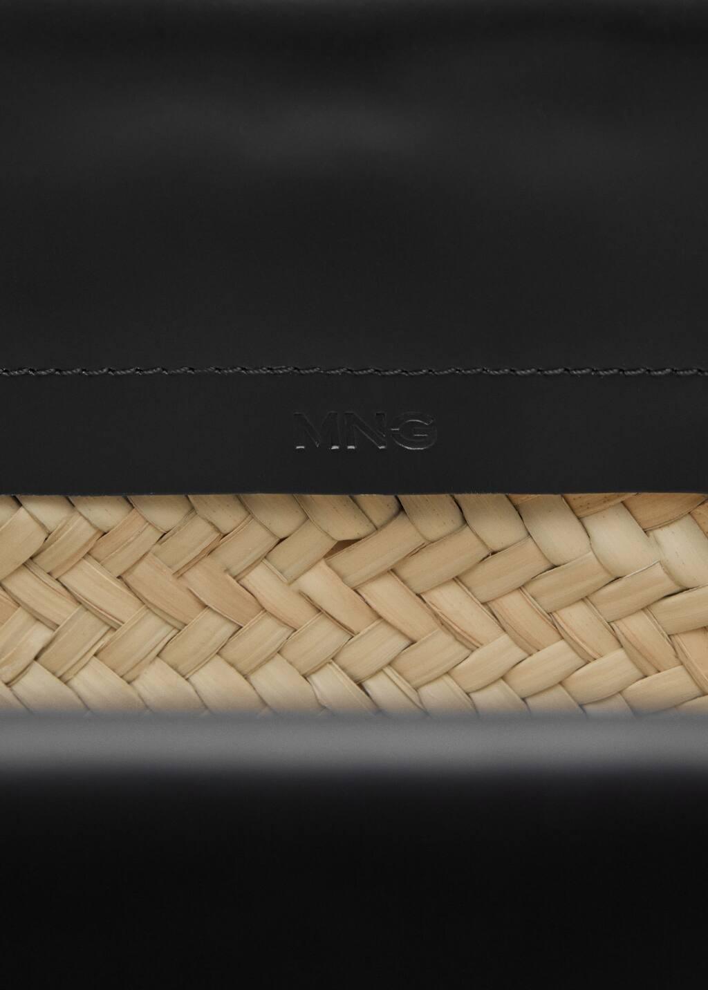 BLACK Small natural fibre basket with leather fringes, Black, large image number 4