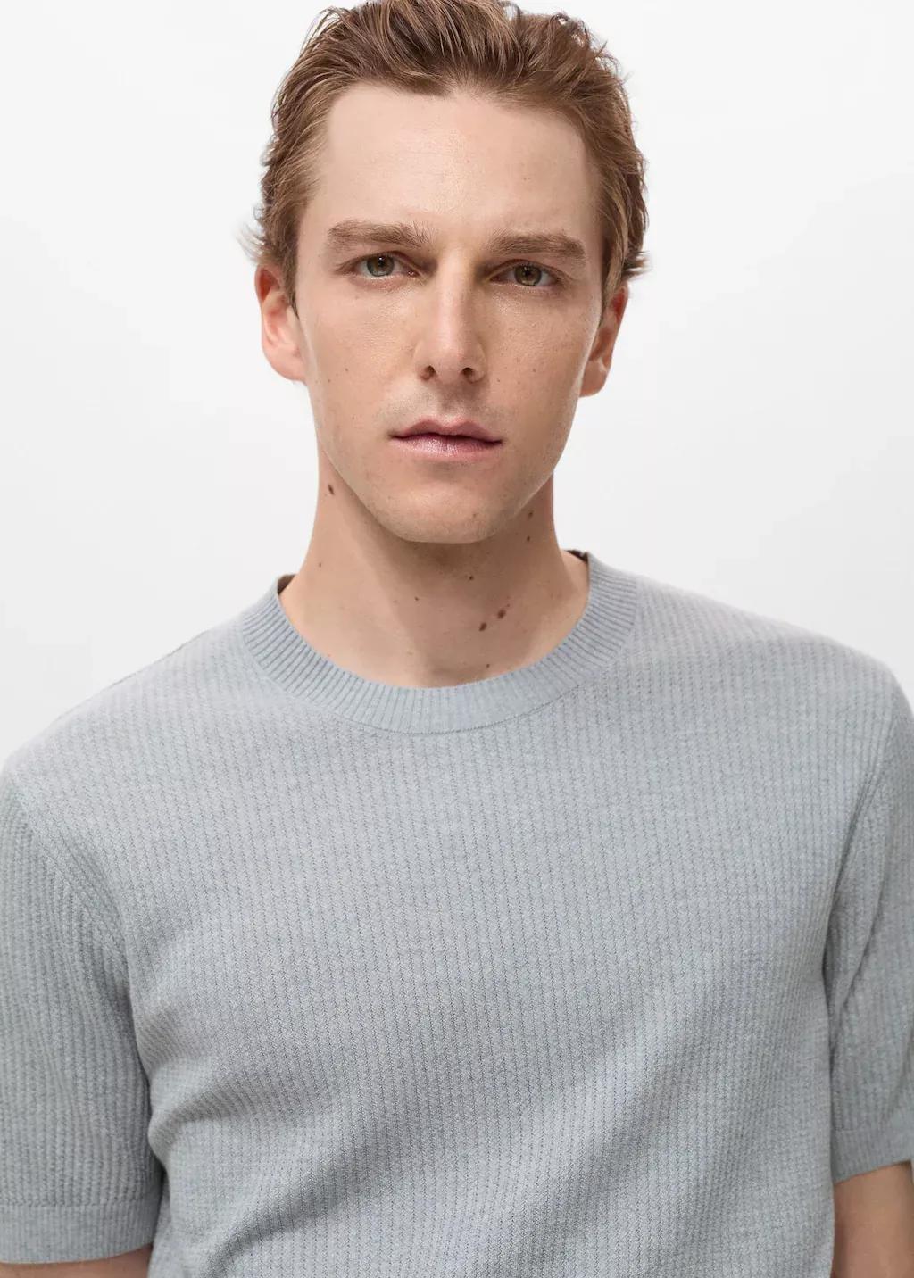 LT-PASTEL BLUE Ribbed  knit t-shirt, , large image number 1