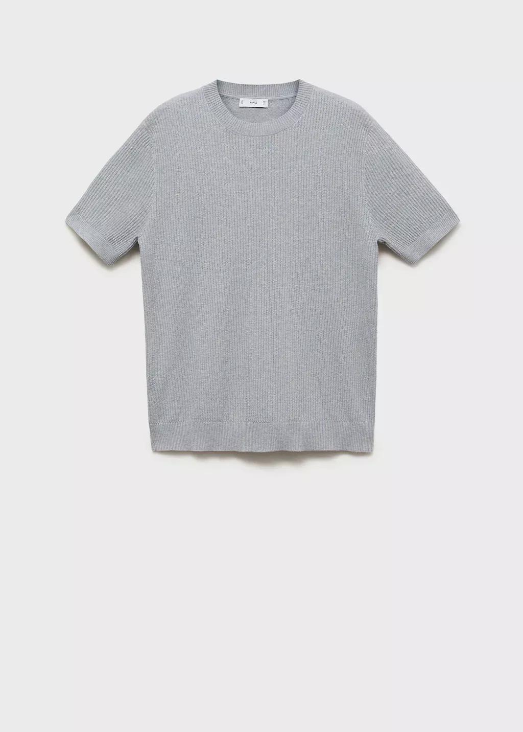 LT-PASTEL BLUE Ribbed  knit t-shirt, , large image number 3