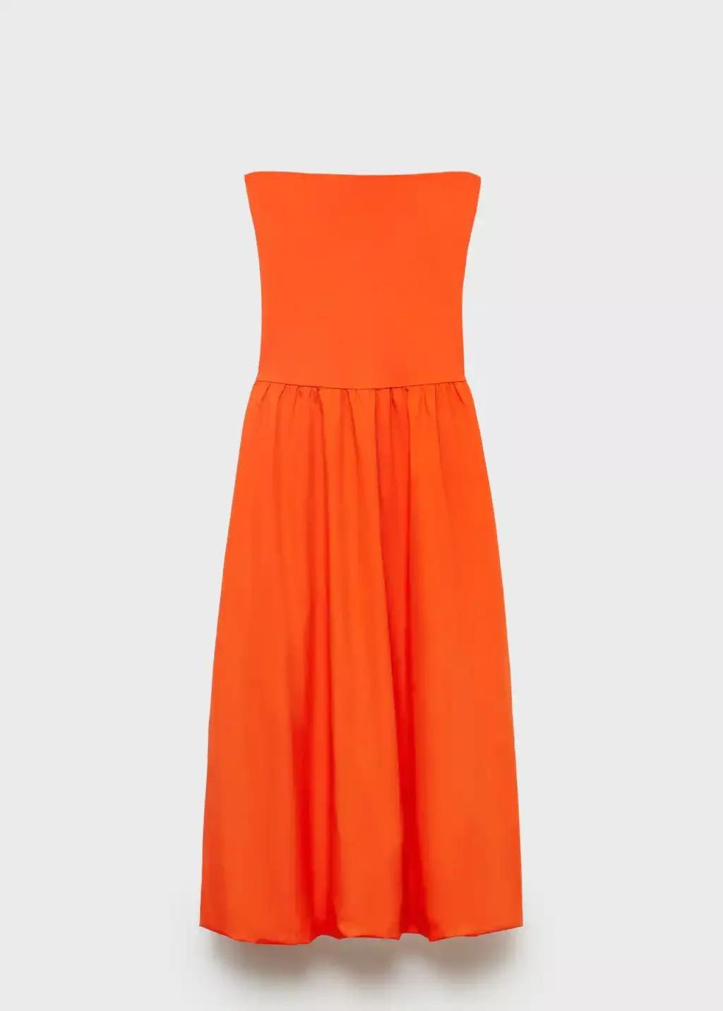 Orange Combined Knitted Balloon Dress, , large image number 3