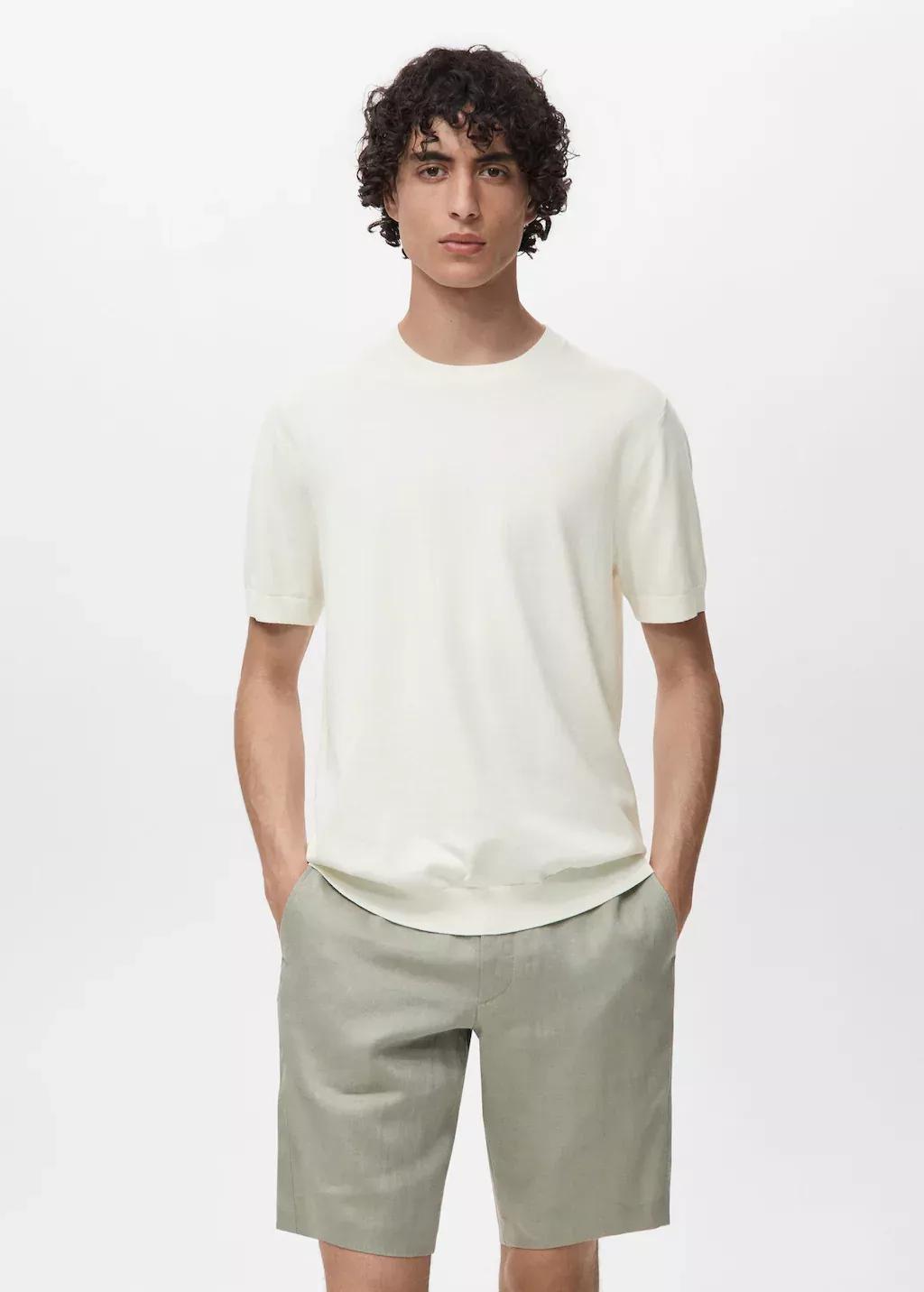 NATURAL WHITE Cotton fine-knit t-shirt, Natural White, medium