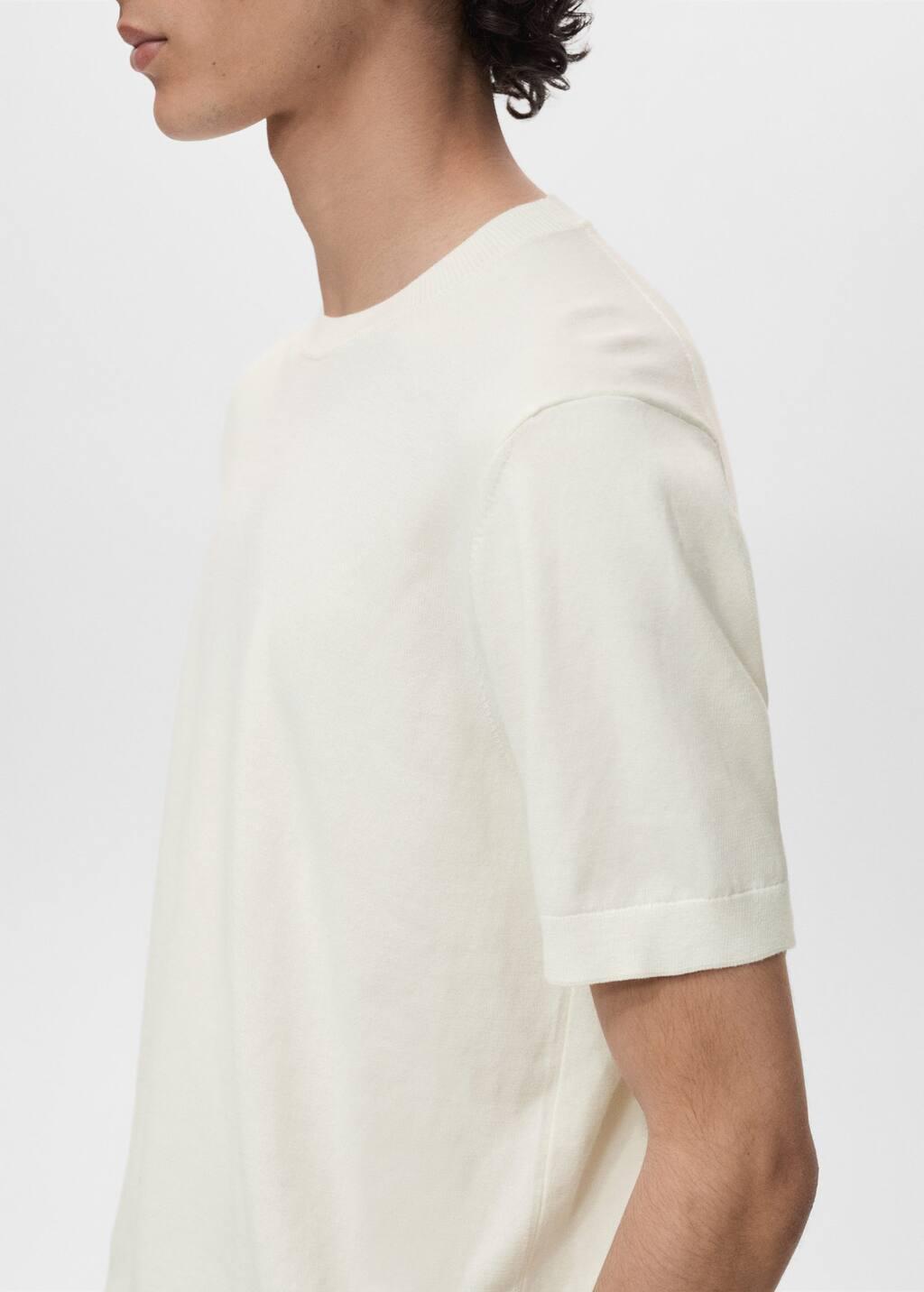 NATURAL WHITE Cotton fine-knit t-shirt, Natural White, medium