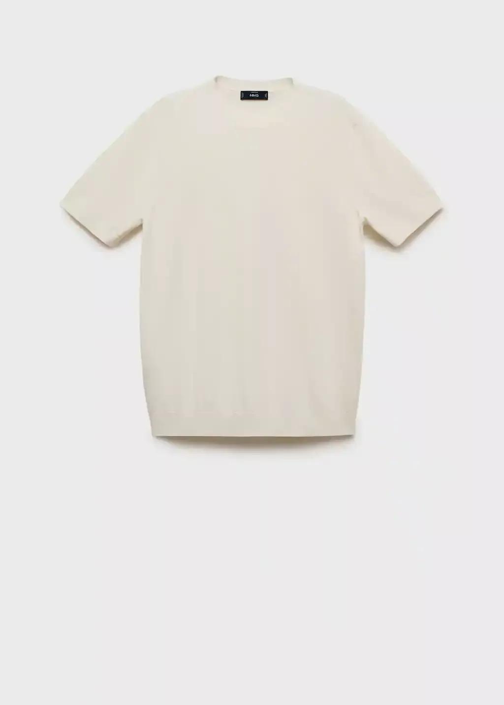 NATURAL WHITE Cotton fine-knit t-shirt, , large image number 3
