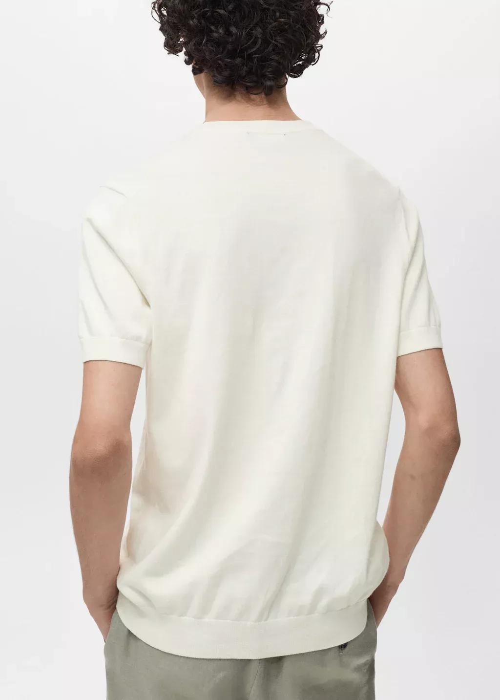 NATURAL WHITE Cotton fine-knit t-shirt, , large image number 5
