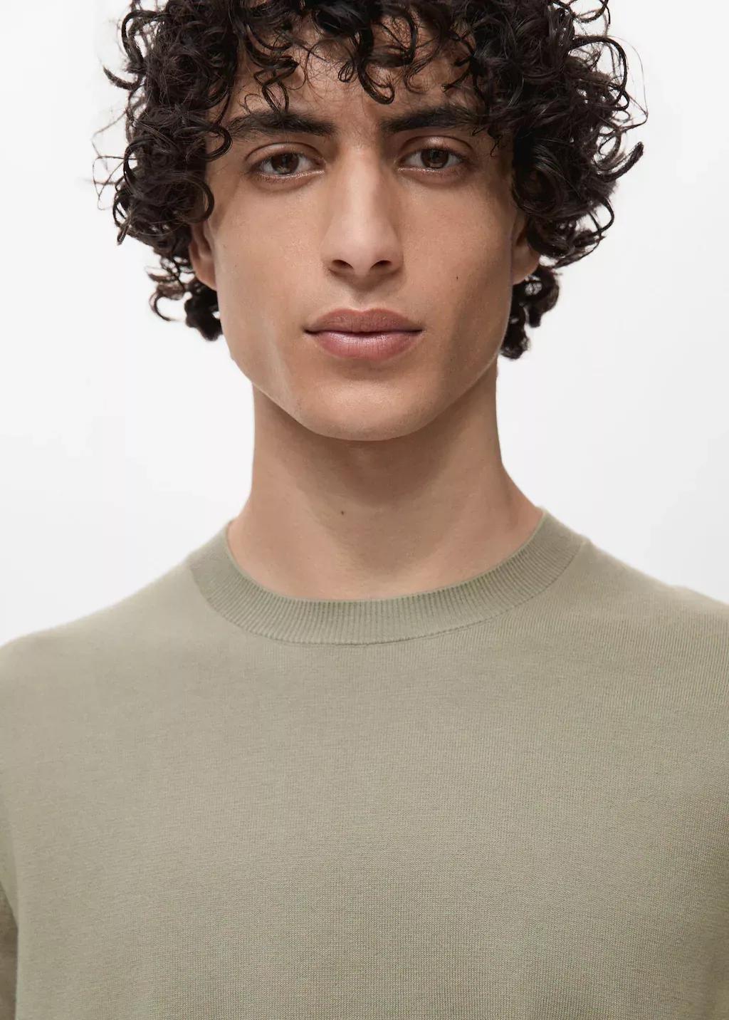 Khaki Cotton Fine-Knit T-Shirt, , large image number 1