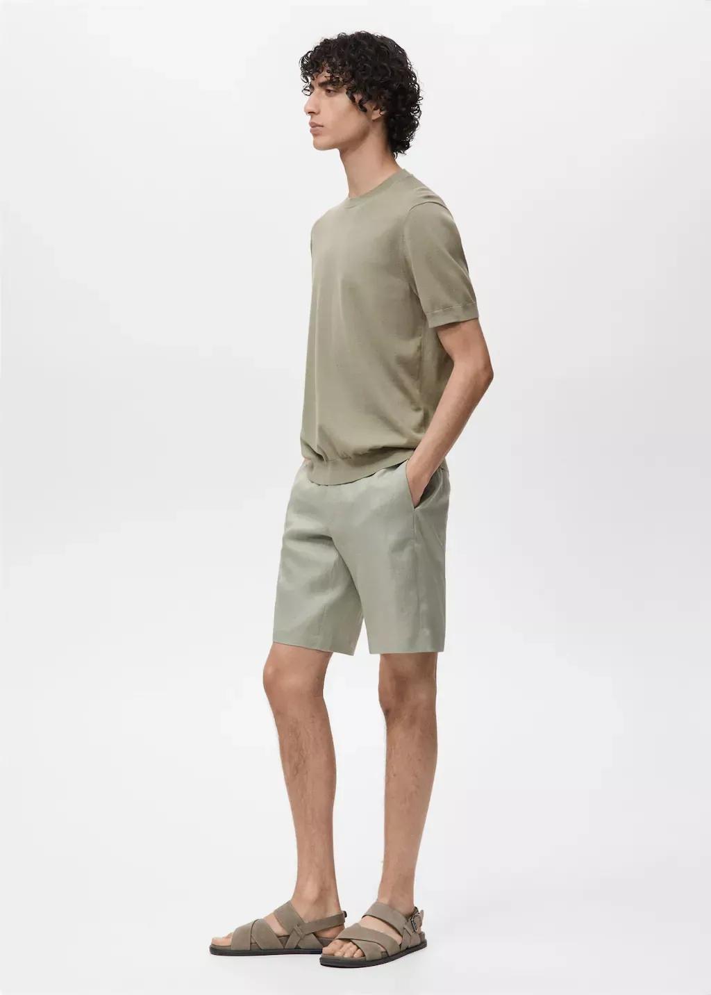 Khaki Cotton Fine-Knit T-Shirt, , large image number 2