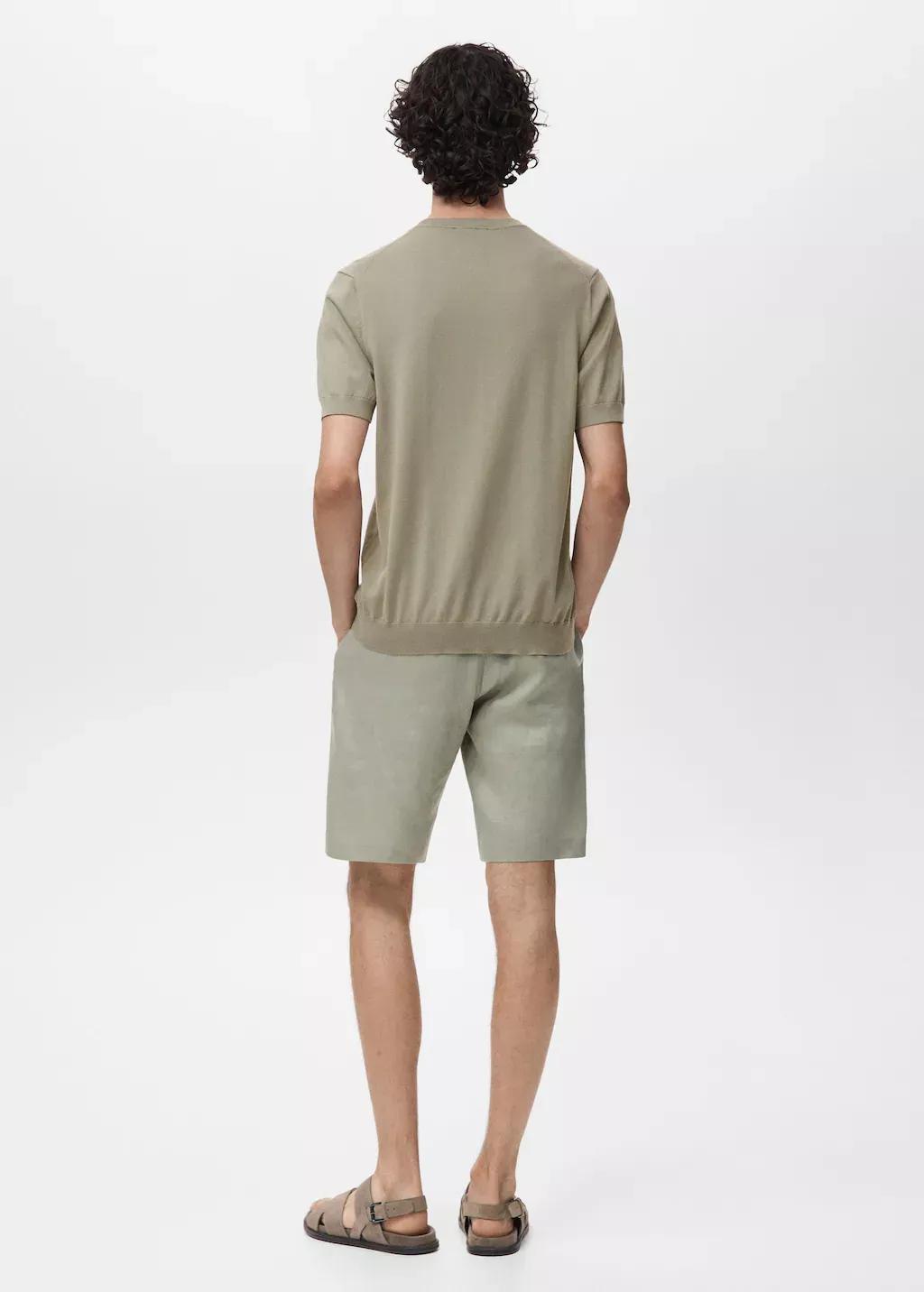 Khaki Cotton Fine-Knit T-Shirt, , large image number 5