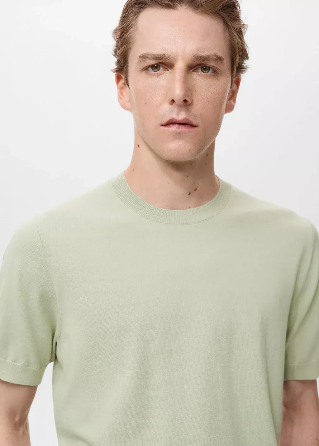 Green Cotton Fine-Knit T-Shirt, , large image number 1