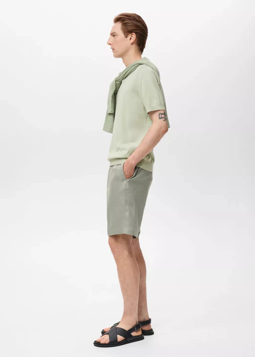 Green Cotton Fine-Knit T-Shirt, , large image number 2
