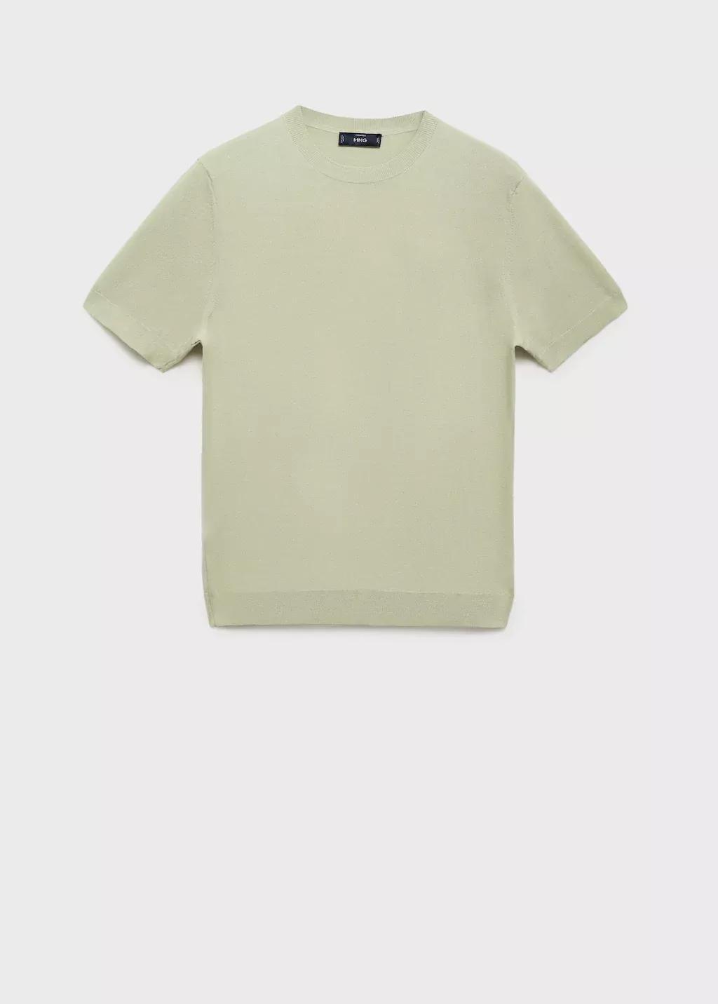 Green Cotton Fine-Knit T-Shirt, , large image number 3