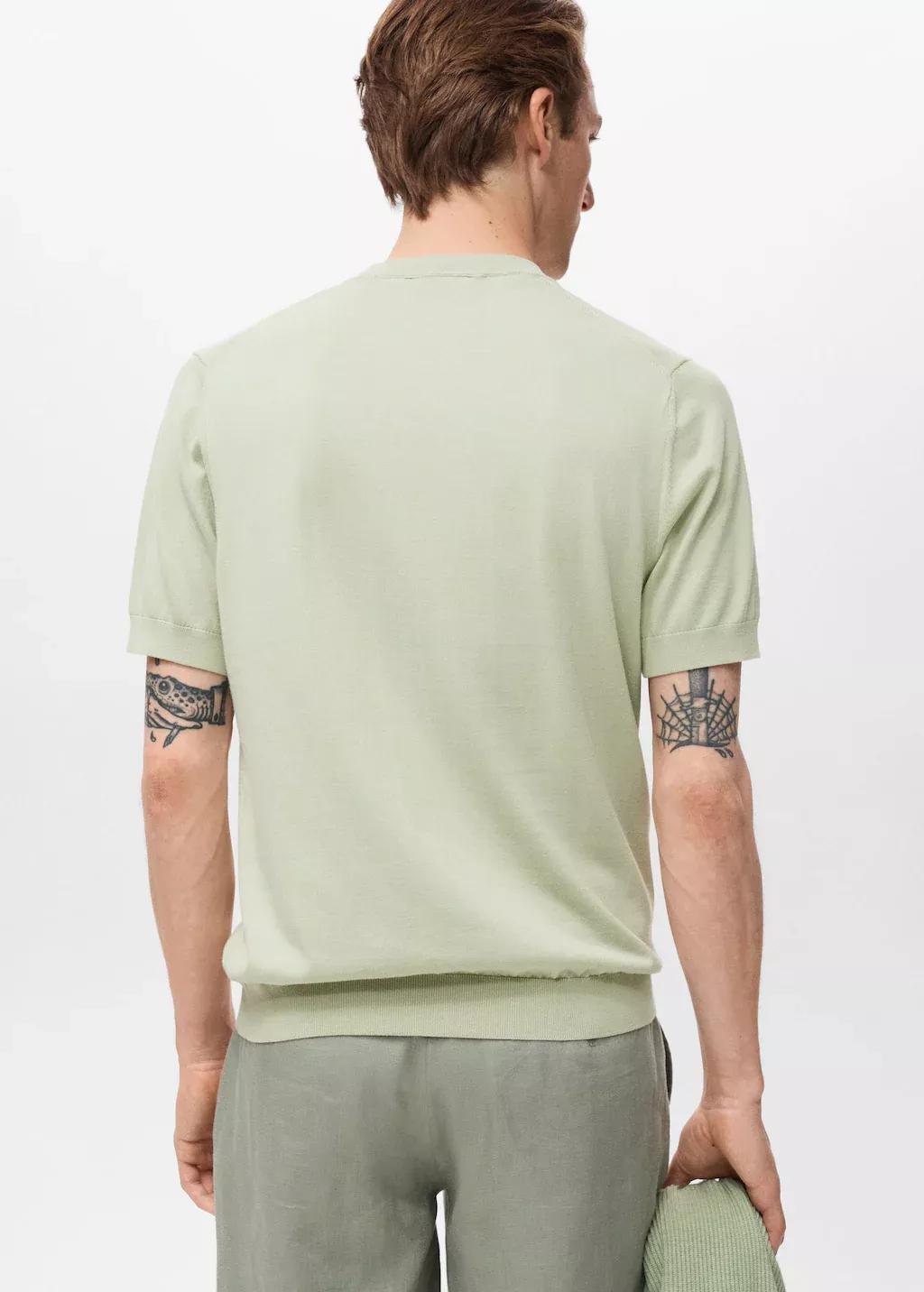 Green Cotton Fine-Knit T-Shirt, , large image number 5