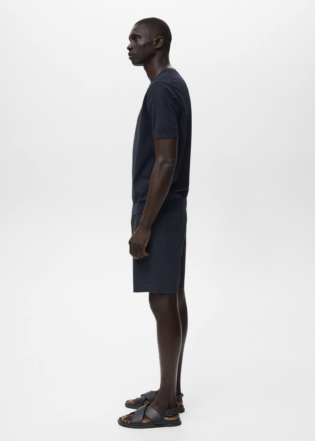 DARK BLUE Cotton fine-knit t-shirt, , large image number 2