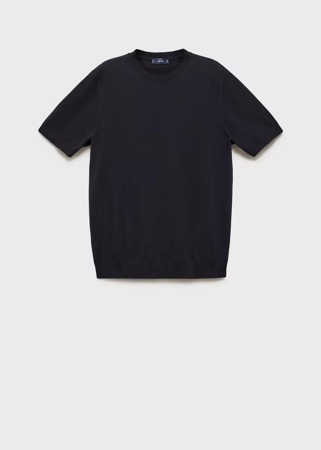 DARK BLUE Cotton fine-knit t-shirt, , large image number 3