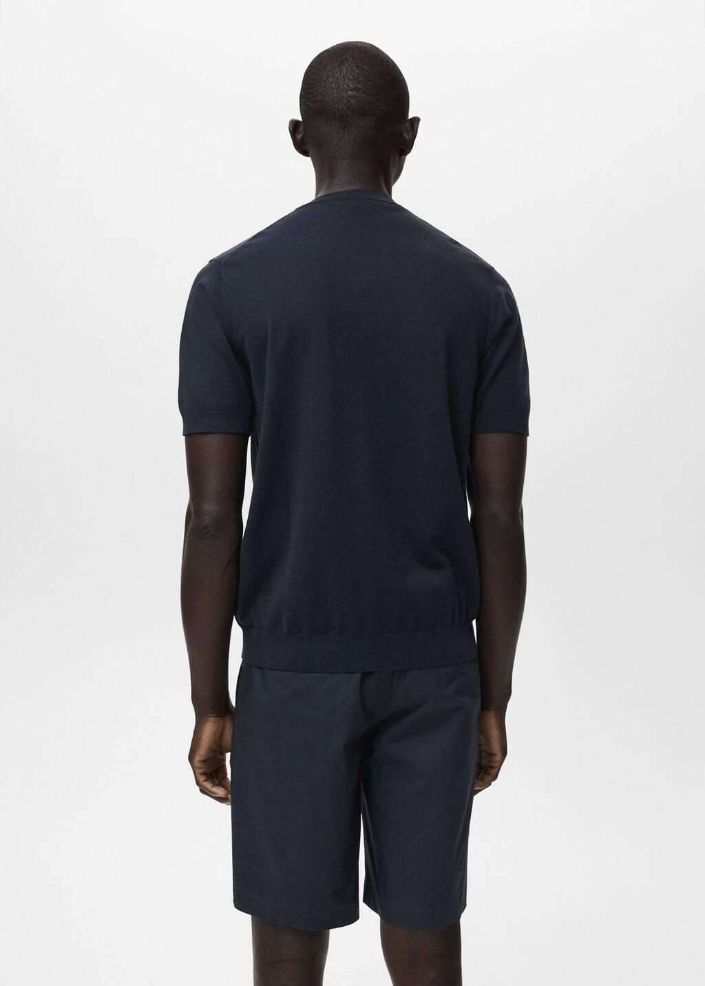 DARK BLUE Cotton fine-knit t-shirt, , large image number 5