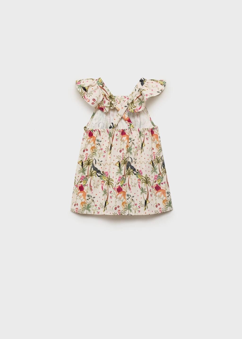 Cream Floral Print Dress, Kids Girls, , large image number 2