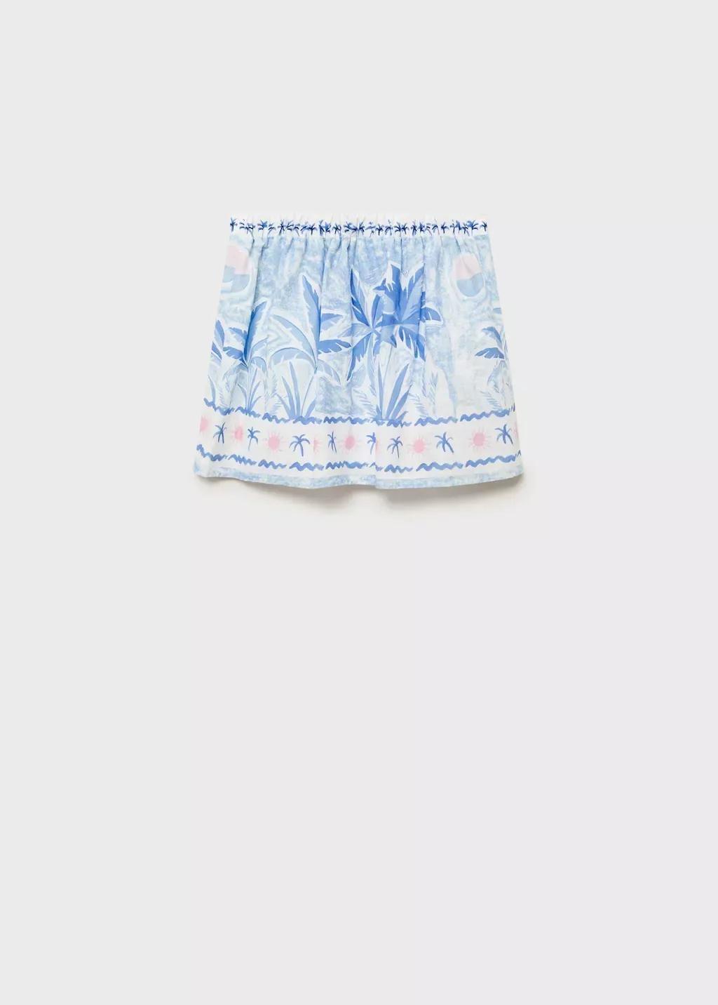 Blue Palm Tree Print Skirt, Kids Girls, , large image number 1