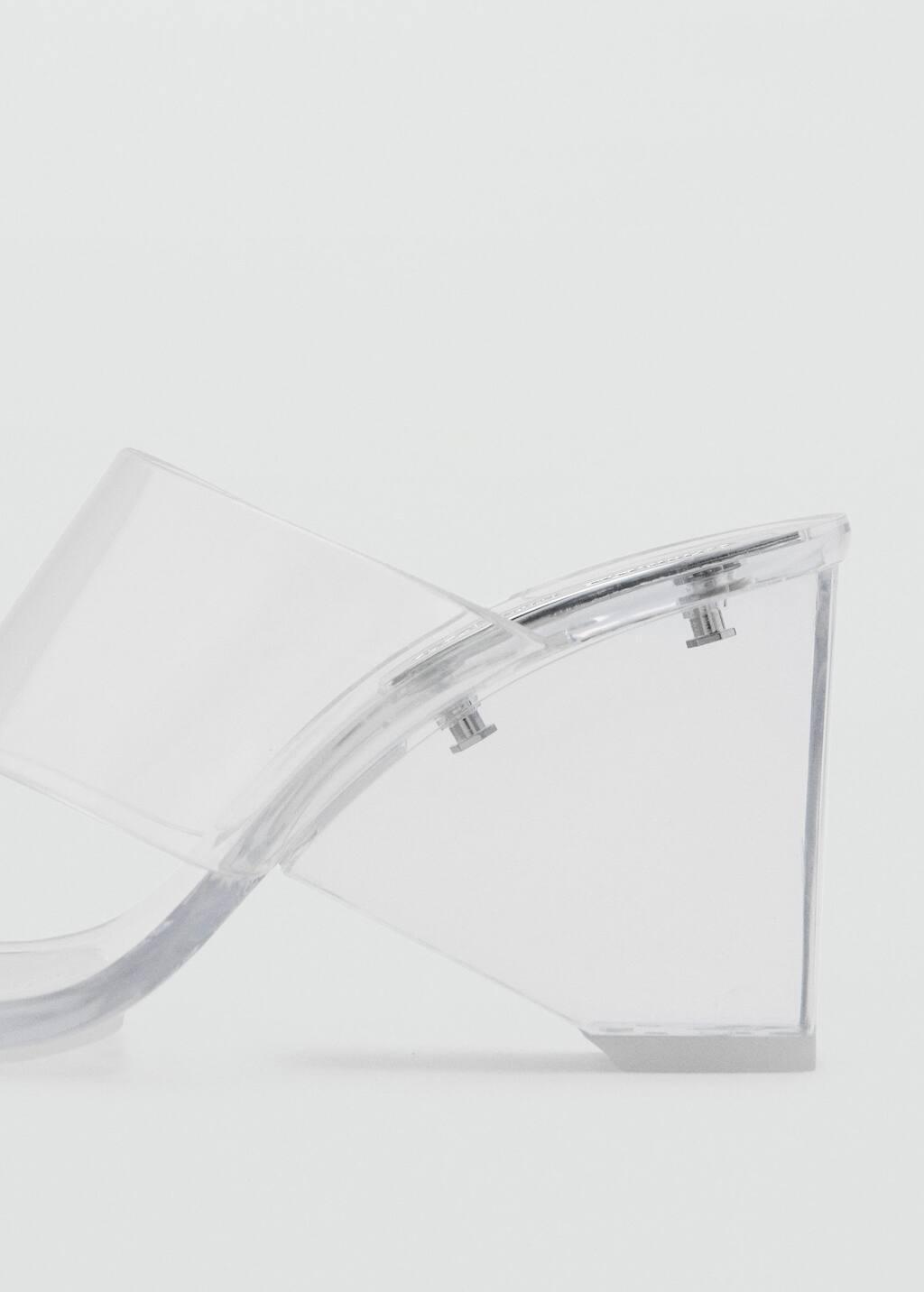 WHITE Transparent vinyl wedge sandals, White, medium