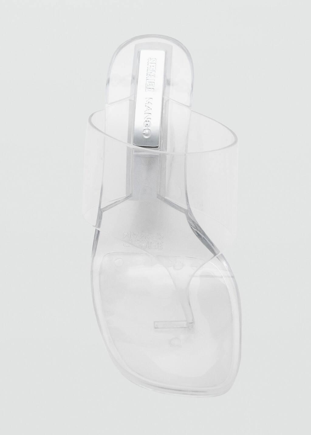 WHITE Transparent vinyl wedge sandals, White, medium