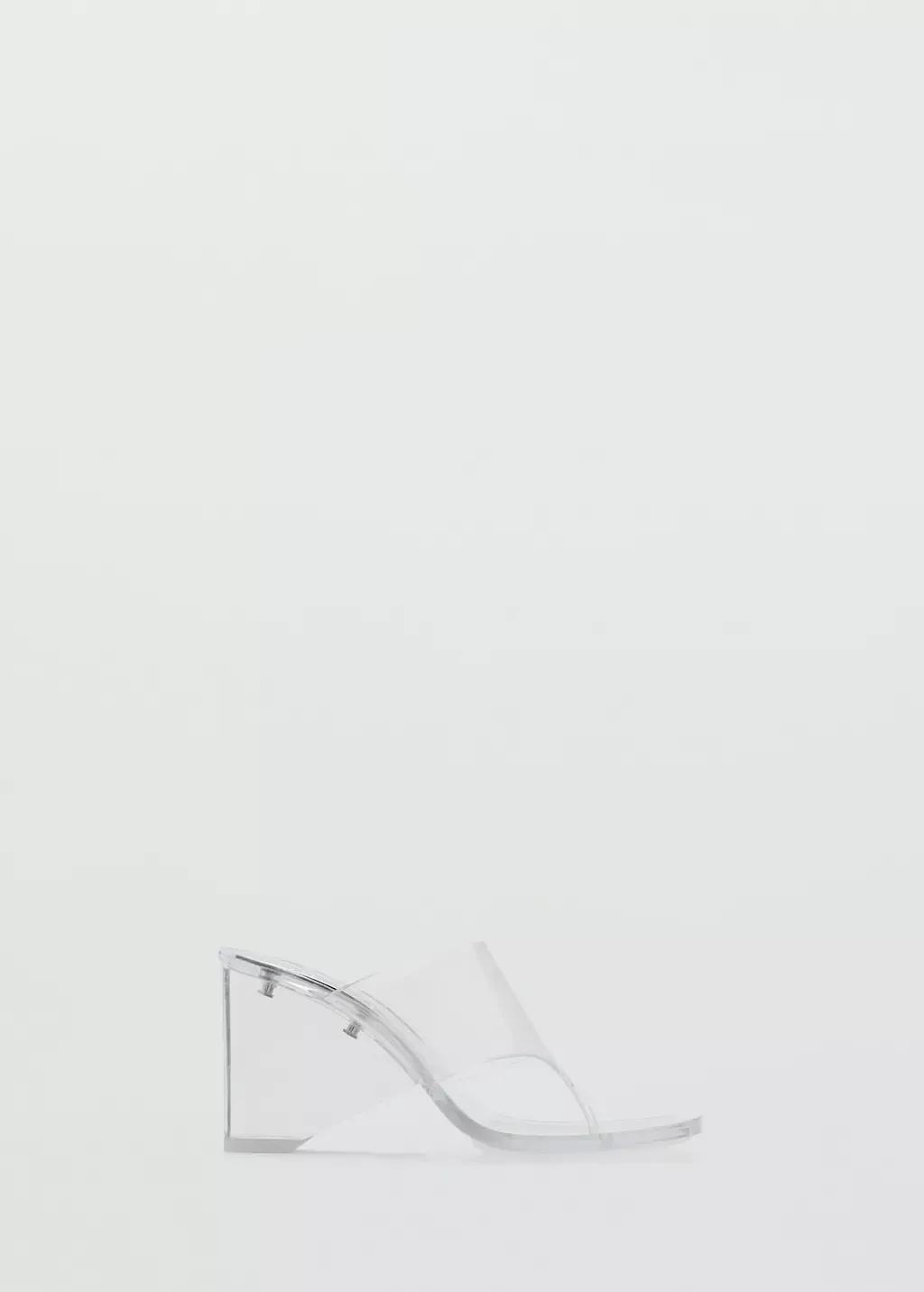 WHITE Transparent vinyl wedge sandals, White, medium