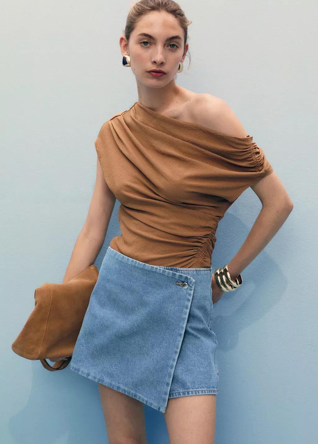 Blue Wrapped Denim Skort, , large image number 0