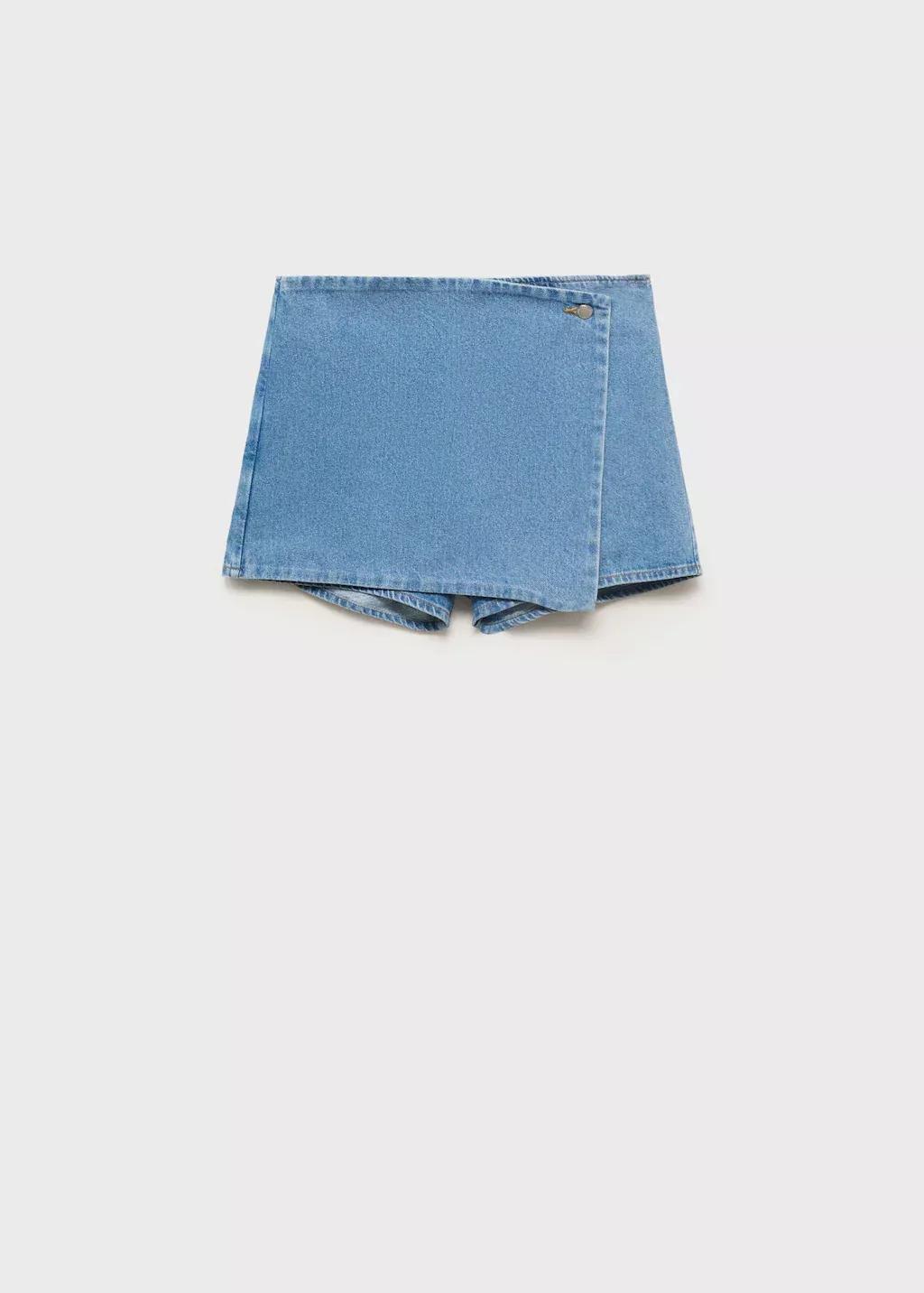 Blue Wrapped Denim Skort, , large image number 3