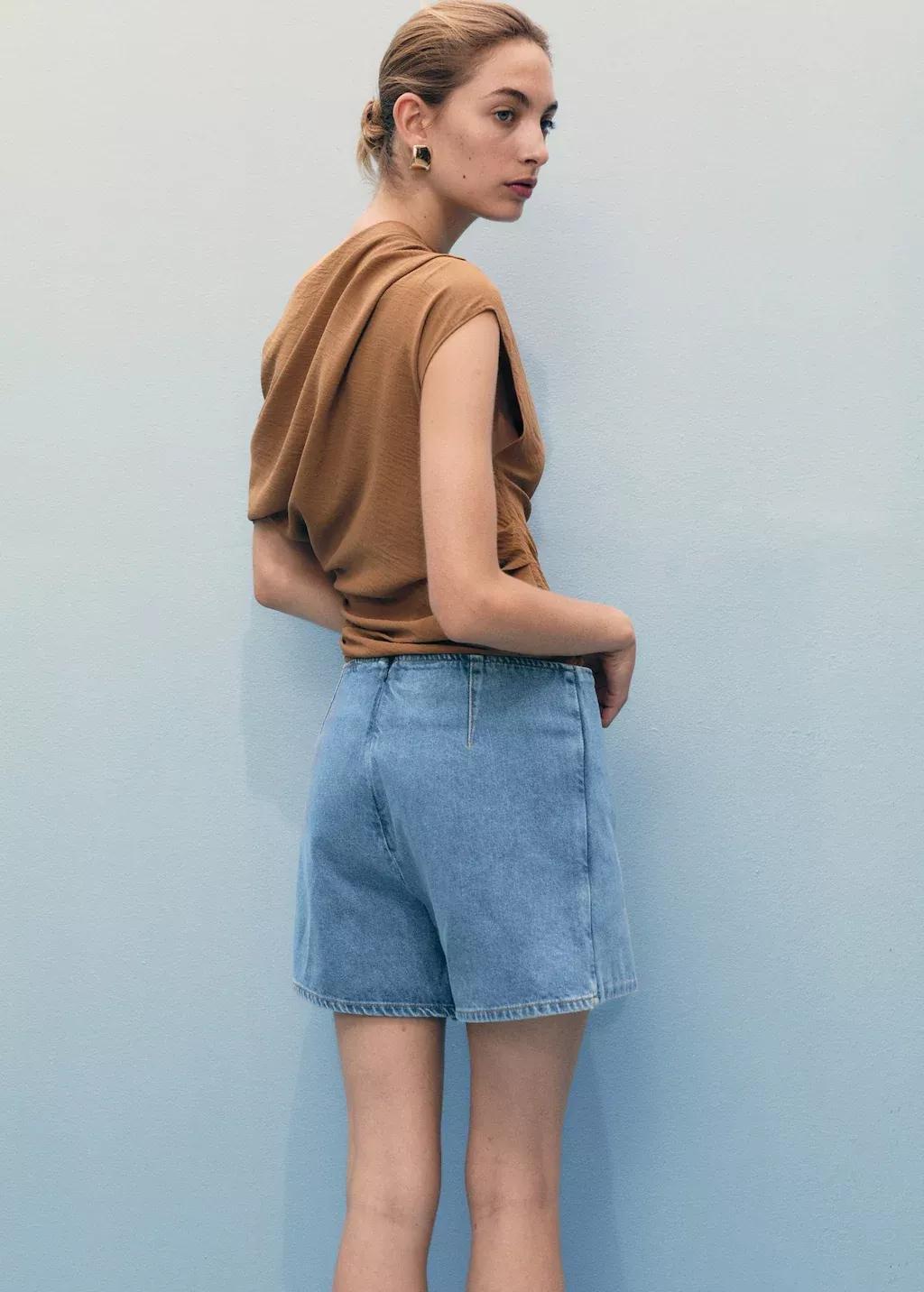 Blue Wrapped Denim Skort, , large image number 4