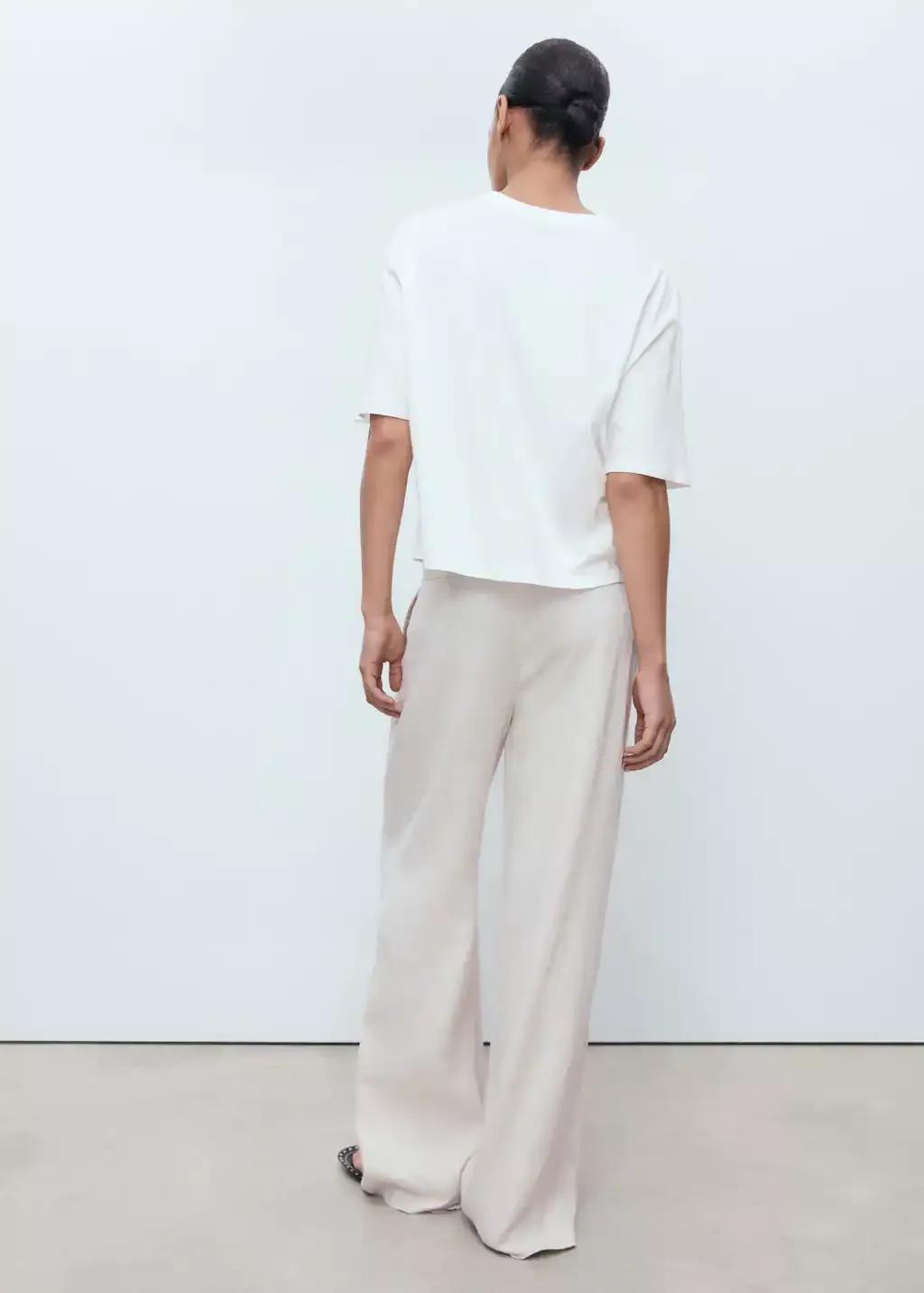 White Cotton T-Shirt With Flower Detail, , large image number 5