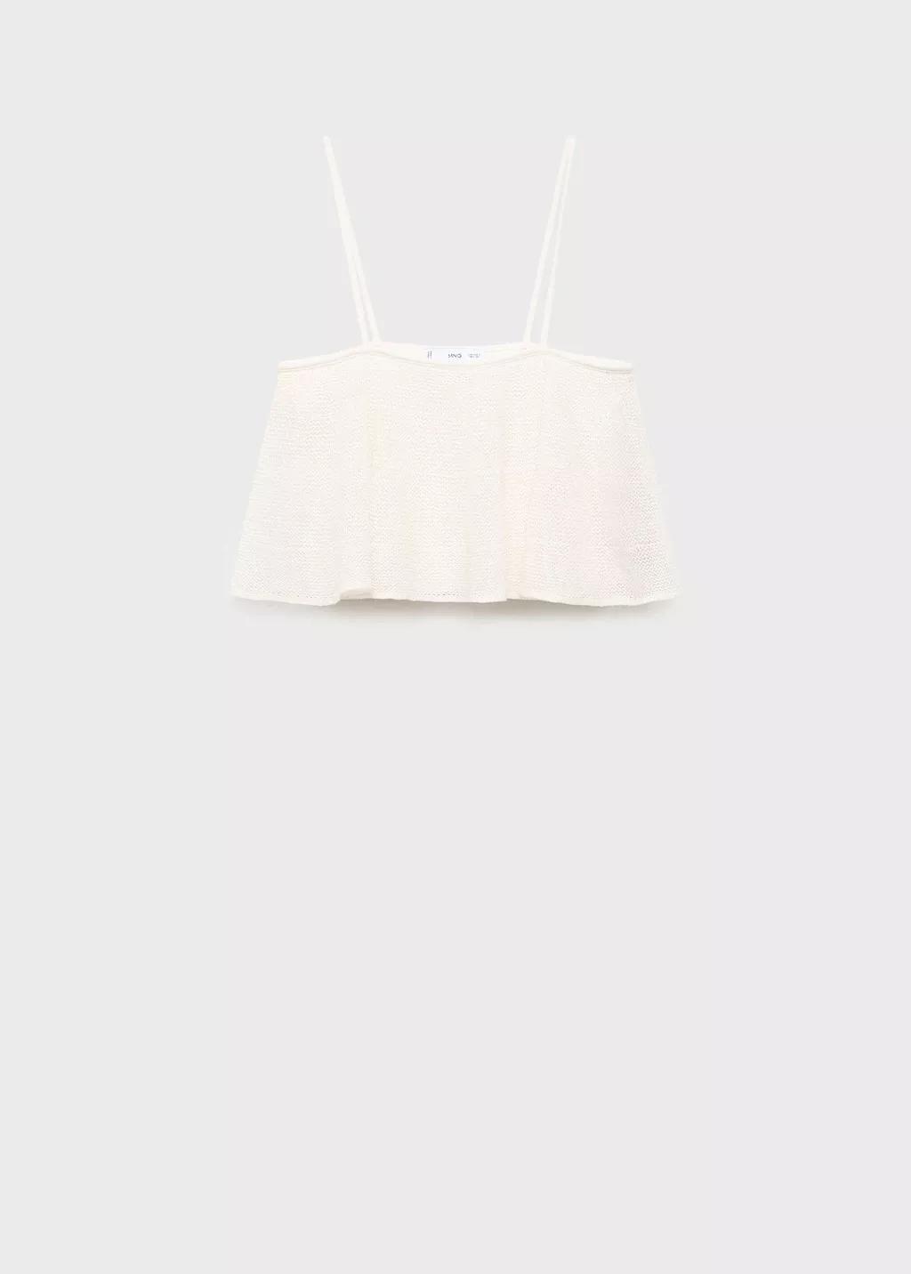 White Ruffle Knit Top, , large image number 3