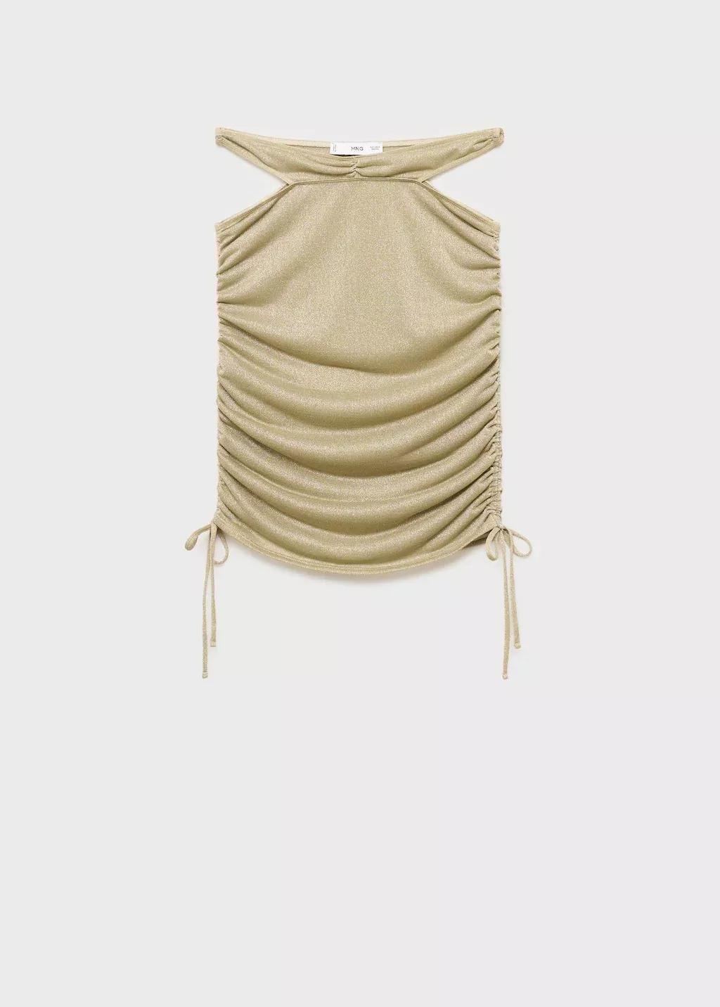 GOLD Lurex gathered skirt with cut-out, Gold, large image number 3