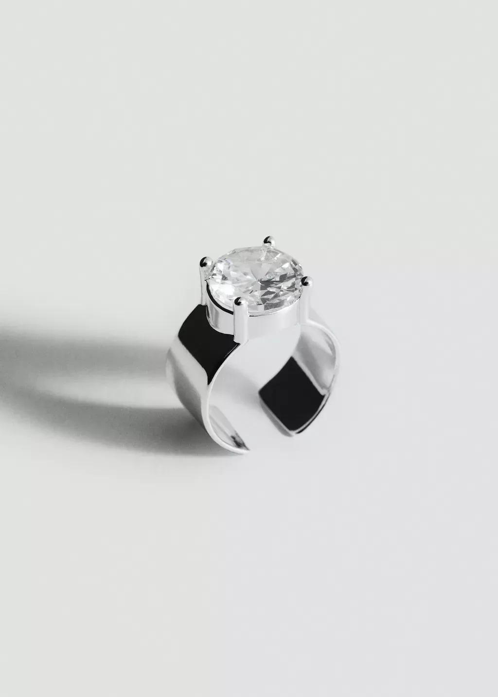 Silver Crystal Stone Foot Ring, Silver, large image number 0