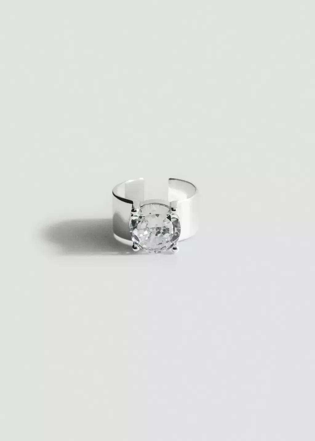 Silver Crystal Stone Foot Ring, Silver, large image number 2