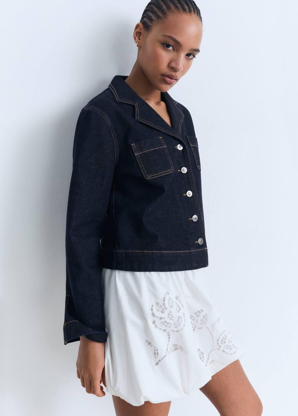 OPEN BLUE Fitted denim jacket with pockets, , large image number 2