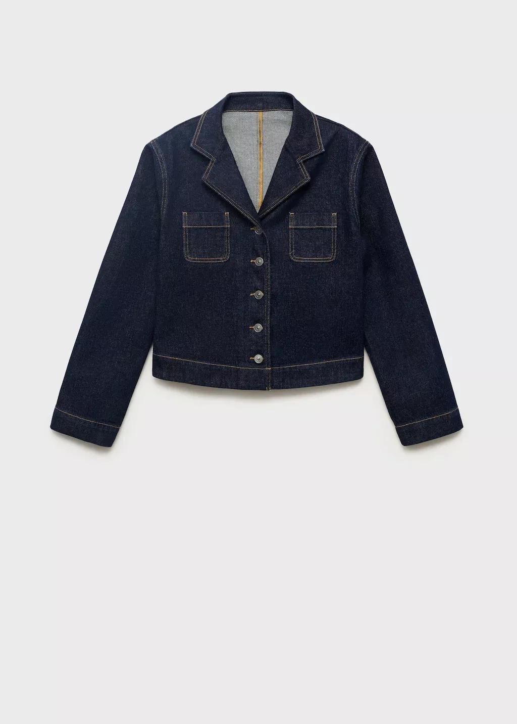 OPEN BLUE Fitted denim jacket with pockets, , large image number 3