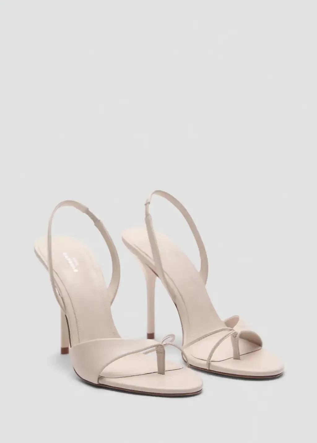 LIGHT BEIGE Leather sandals with contrasting heels, Light Beige, medium