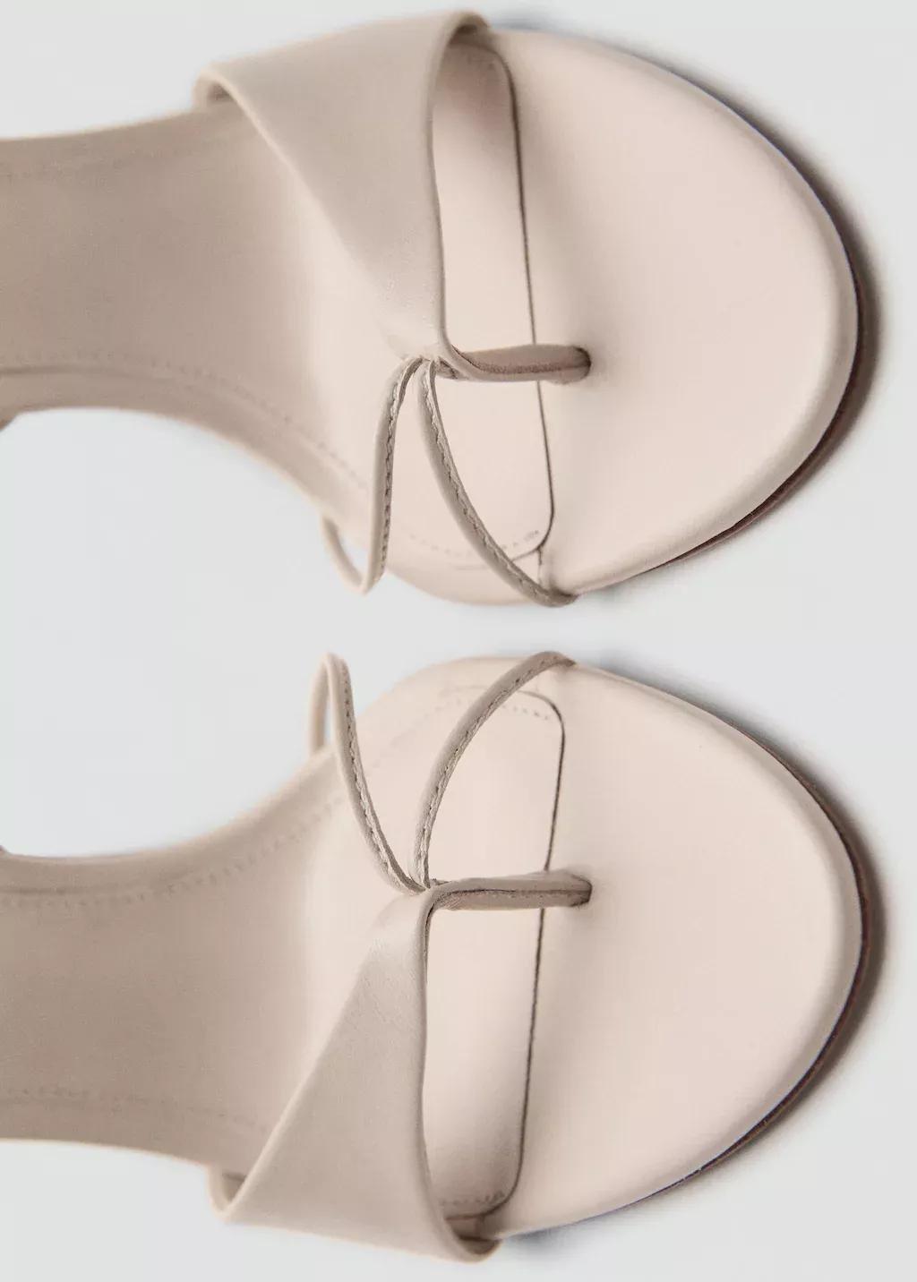 Beige Leather Sandals With Contrasting Heels, , large image number 2