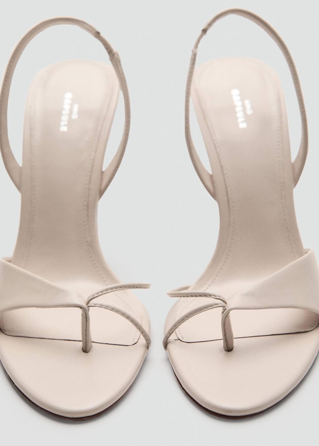 Beige Leather Sandals With Contrasting Heels, , large image number 4