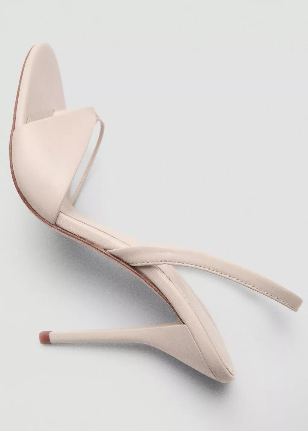 Beige Leather Sandals With Contrasting Heels, , large image number 5