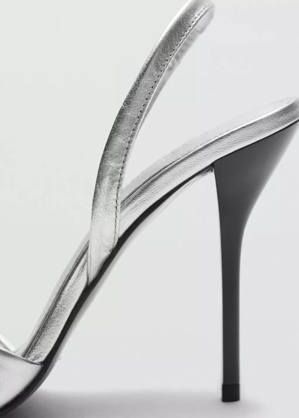 SILVER Leather sandals with contrasting heels, Silver, medium